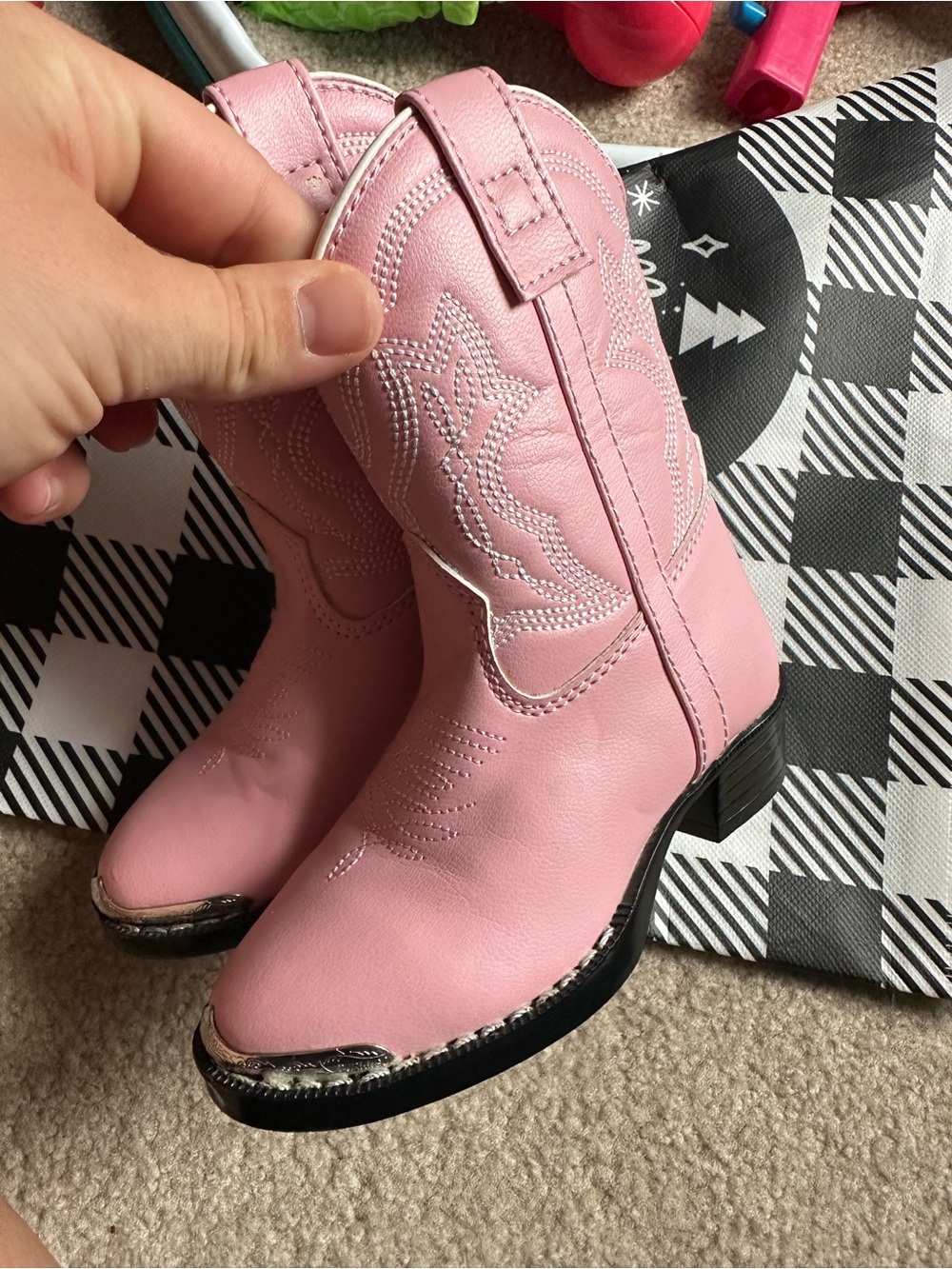 Durango Kids Pink Western Cowboy Boots with Silver Toe Accents